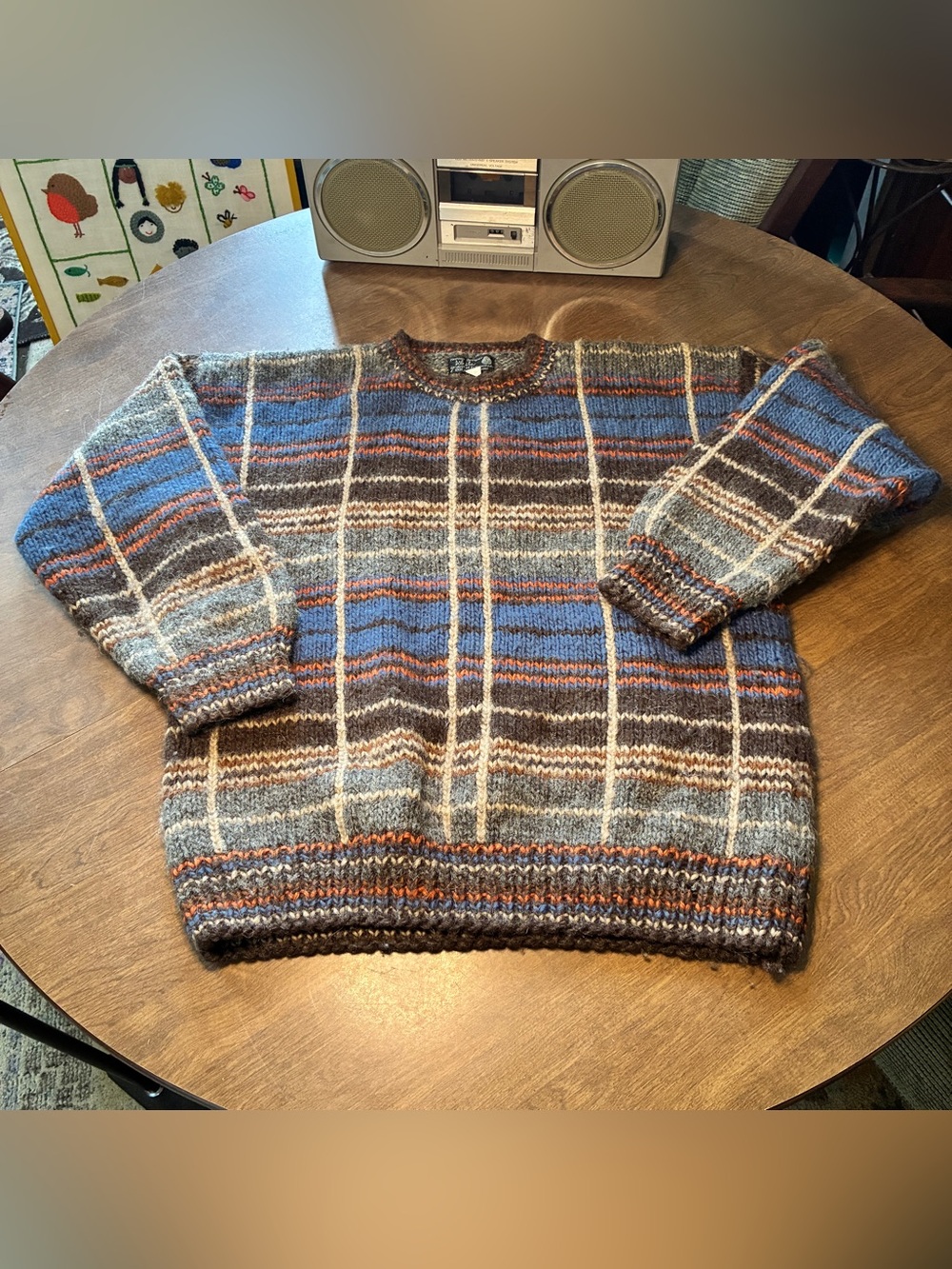 VTG Dobrila Handknit Yugoslavia Pure New Wool Crewneck Sweater Men's Size XL